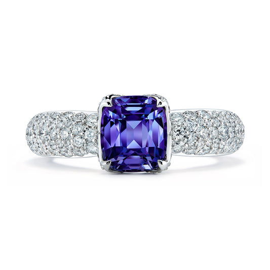 Violet Taaffeite Ring with D Flawless Diamonds set in 18K White Gold