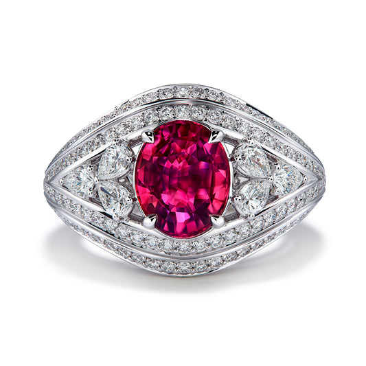 Mahenge Spinel Ring with D Flawless Diamonds set in 18K White Gold