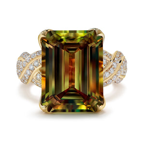 Zultanite Ring with D Flawless Diamonds set in 18K Yellow Gold