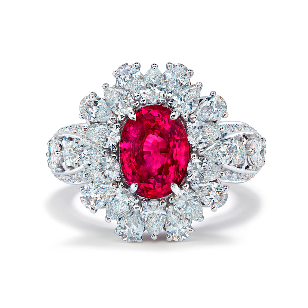 Namya Jedi Spinel Ring with D Flawless Diamonds set in 18K White Gold