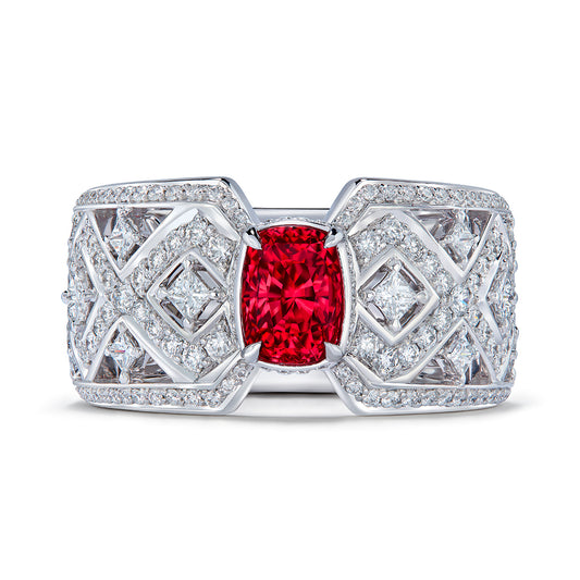 Neon Jedi Spinel Ring with D Flawless Diamonds set in 18K White Gold