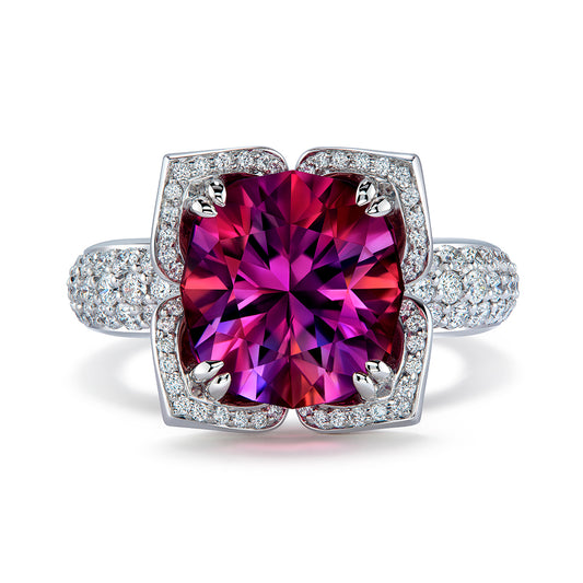 Neon Tourmaline Ring with D Flawless Diamonds set in 18K White Gold