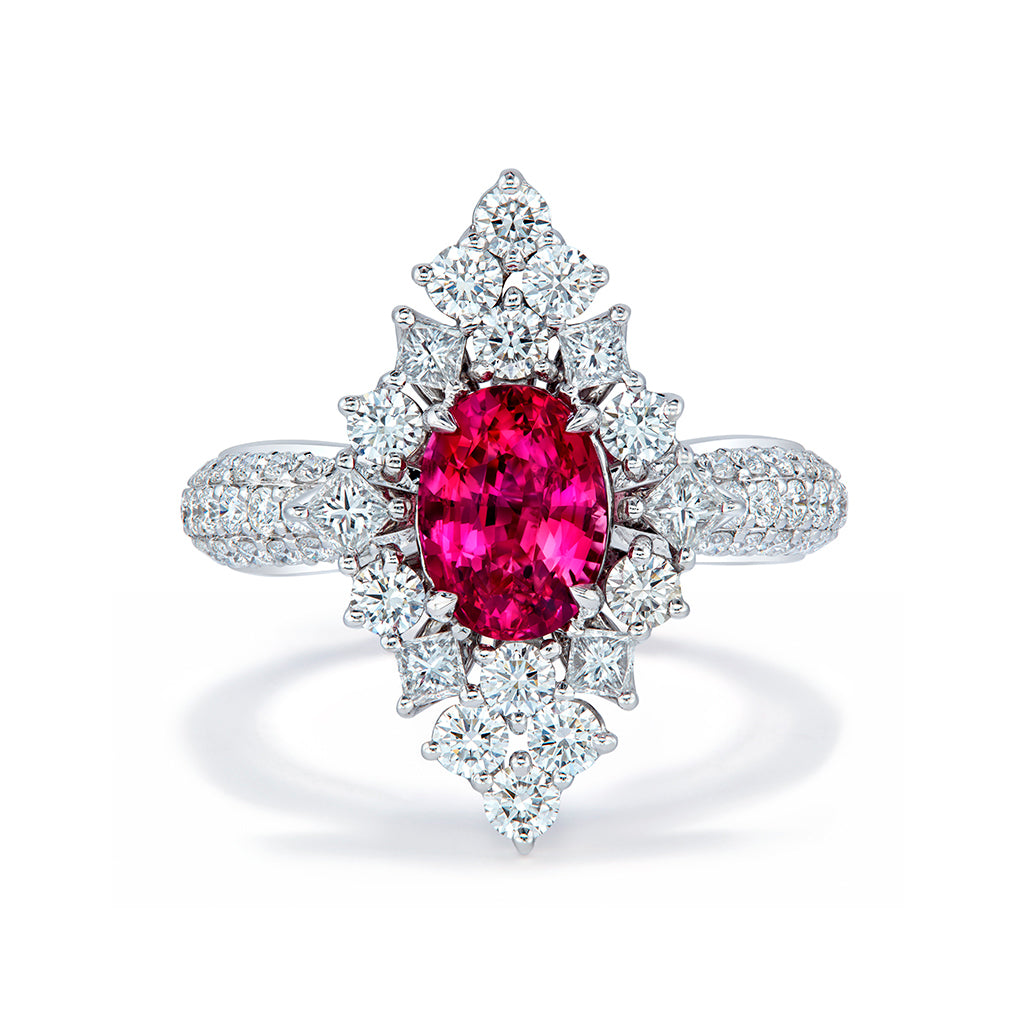 Namya Jedi Spinel Ring with D Flawless Diamonds set in 18K White Gold