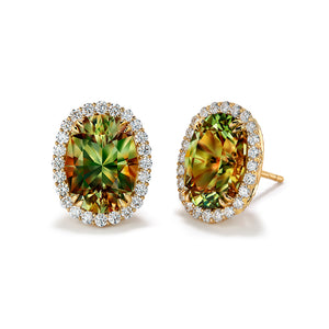 Zultanite Earrings with D Flawless Diamonds set in 18K Yellow Gold