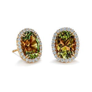 Zultanite Earrings with D Flawless Diamonds set in 18K Yellow Gold