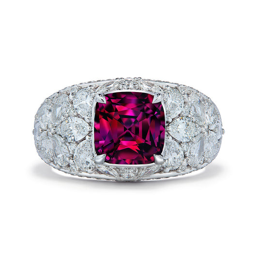 Burmese Purple Spinel Ring with D Flawless Diamonds set in 18K White Gold