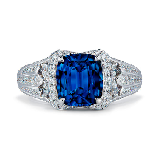 Ceylon Cobalt Spinel Ring with D Flawless Diamonds set in 18K White Gold