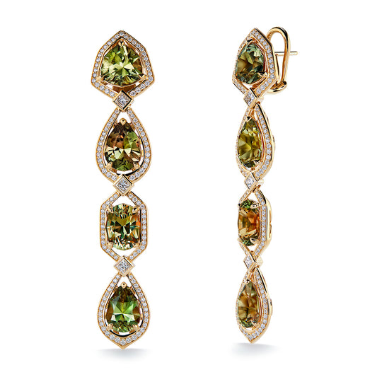 Zultanite Earrings with D Flawless Diamonds set in 18K Yellow Gold