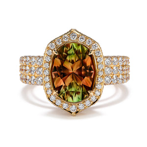 Zultanite Ring with D Flawless Diamonds set in 18K Yellow Gold