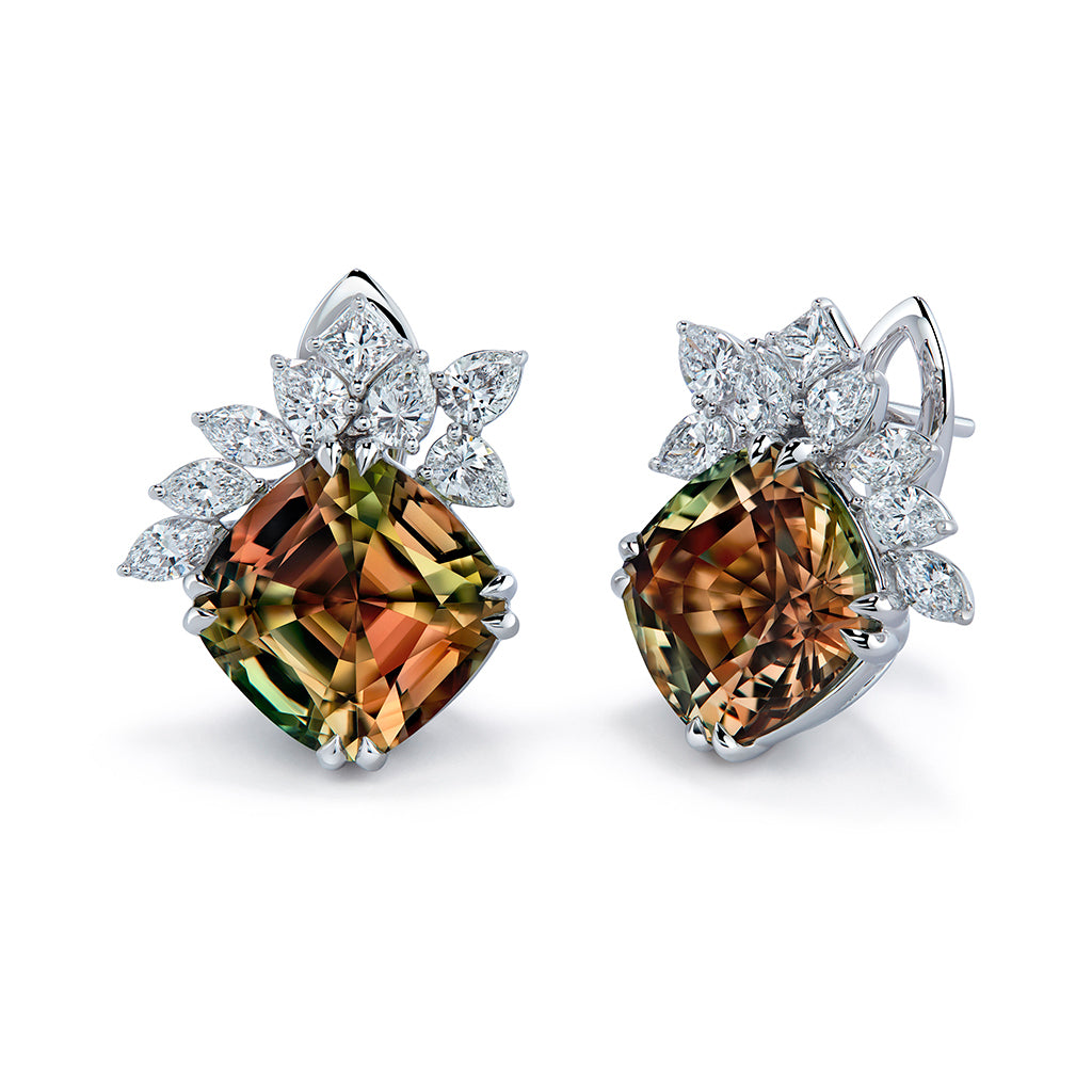 Zultanite Earrings with D Flawless Diamonds set in 18K White Gold