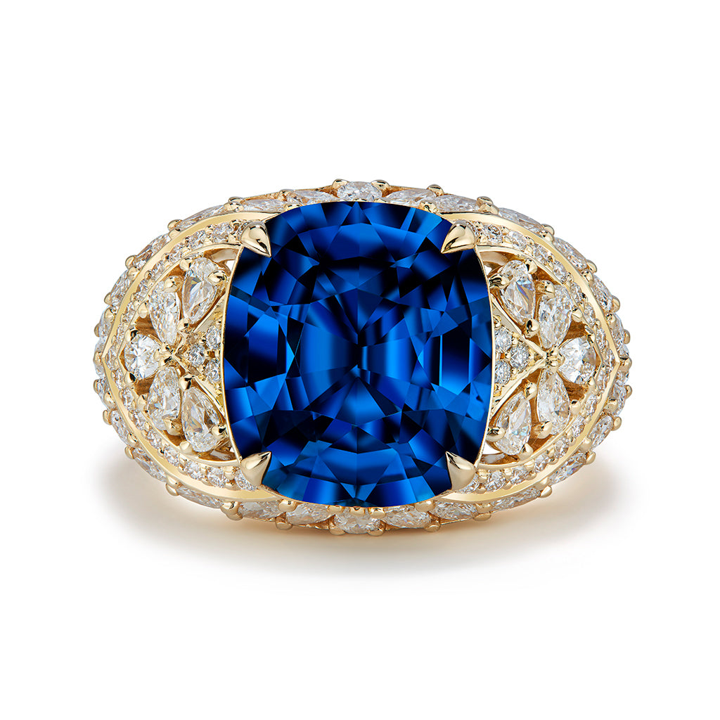 Ceylon Cobalt Spinel Ring with D Flawless Diamonds set in 18K Yellow Gold