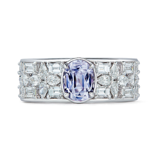 Lavender Taaffeite Ring with D Flawless Diamonds set in 18K White Gold