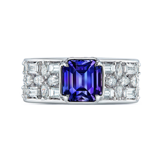 Ceylon Vivid Purple Spinel Ring with D Flawless Diamonds set in 18K White Gold