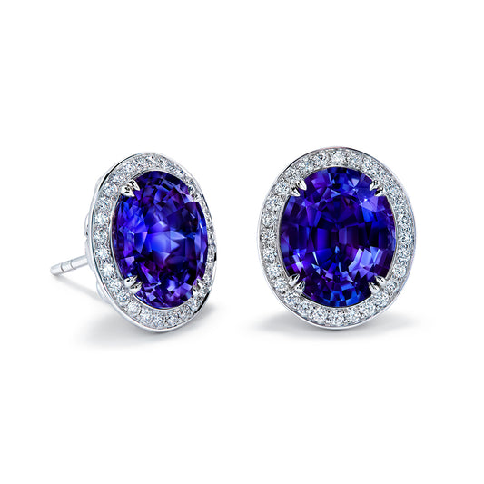 Iolite Earrings with D Flawless Diamonds set in 18K White Gold