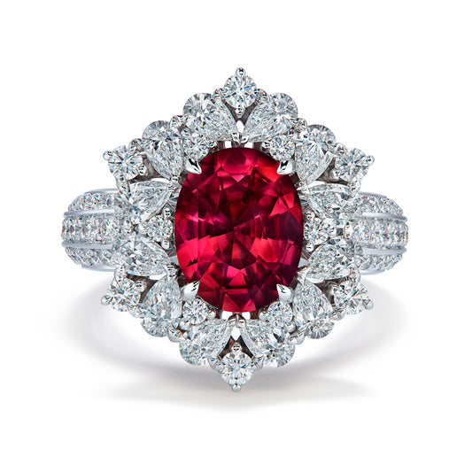 Unheated Tanzanian Ruby Ring with D Flawless Diamonds set in 18K White Gold