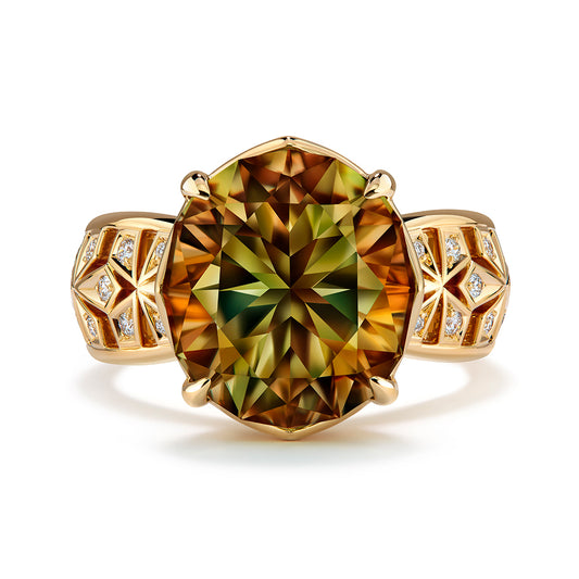 Zultanite Ring with D Flawless Diamonds set in 18K Yellow Gold