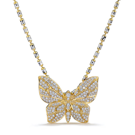 D Flawless Diamond Necklace set in 18K Yellow Gold