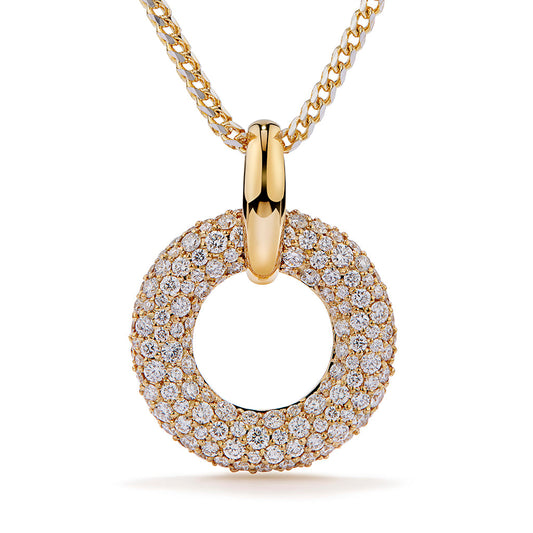 D Flawless Diamond Necklace set in 18K Yellow Gold