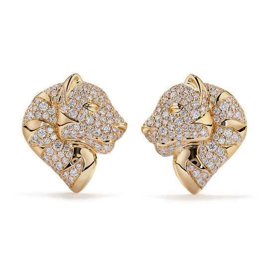 D Flawless Diamond Earrings set in 18K Yellow Gold