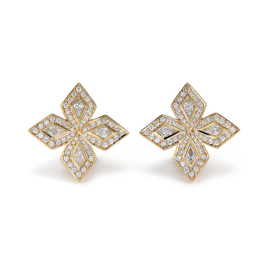 D Flawless Diamond Earrings set in 18K Yellow Gold