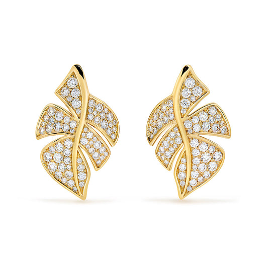 D Flawless Diamond Earrings set in 18K Yellow Gold