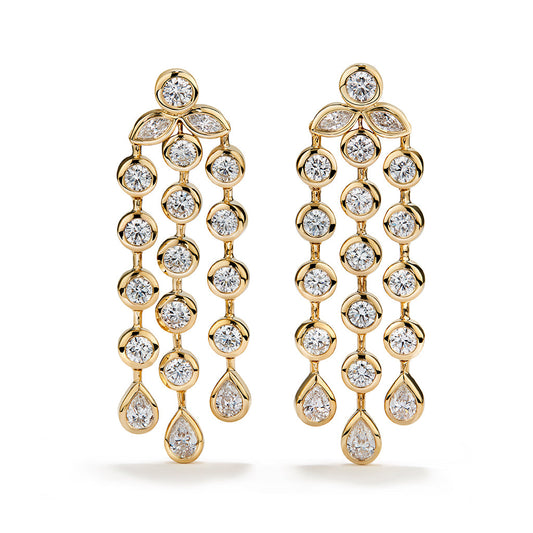 D Flawless Diamond Earrings set in 18K Yellow Gold