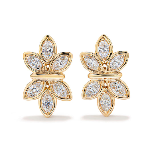 D Flawless Diamond Earrings set in 18K Yellow Gold