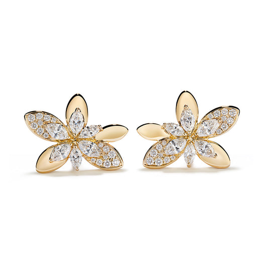 D Flawless Diamond Earrings set in 18K Yellow Gold