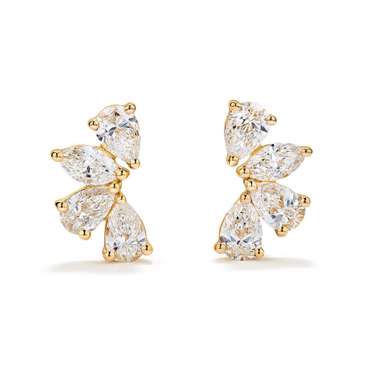 D Flawless Diamond Earrings set in 18K Yellow Gold