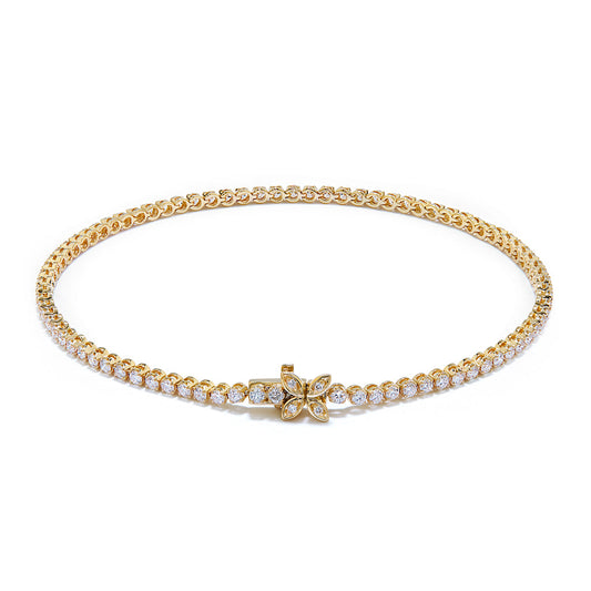 D Flawless Diamond Bracelet set in 18K Yellow Gold