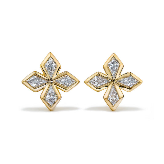 D Flawless Diamond Earrings set in 18K Yellow Gold