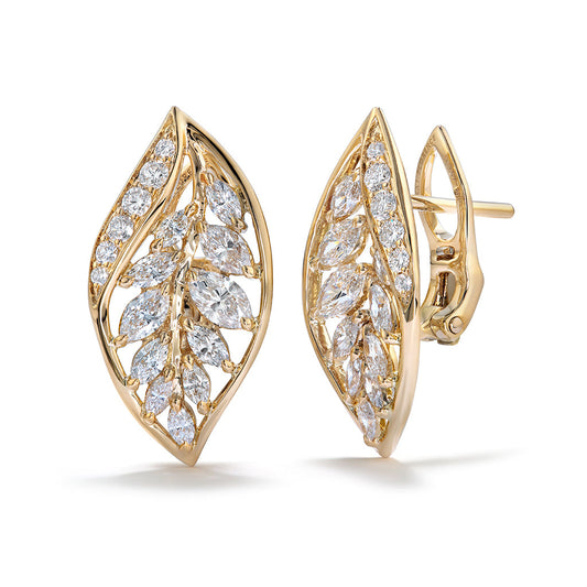 D Flawless Diamond Earrings set in 18K Yellow Gold