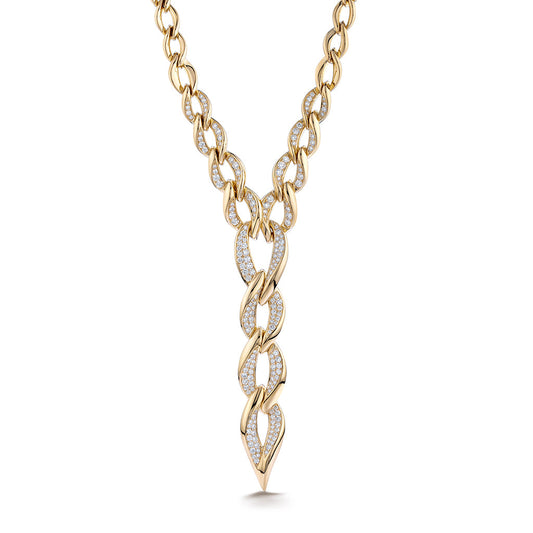 D Flawless Diamond Necklace set in 18K Yellow Gold