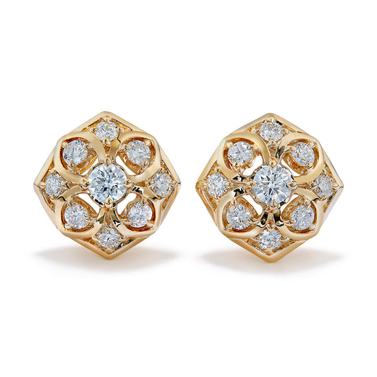 D Flawless Diamond Earrings set in 18K Yellow Gold