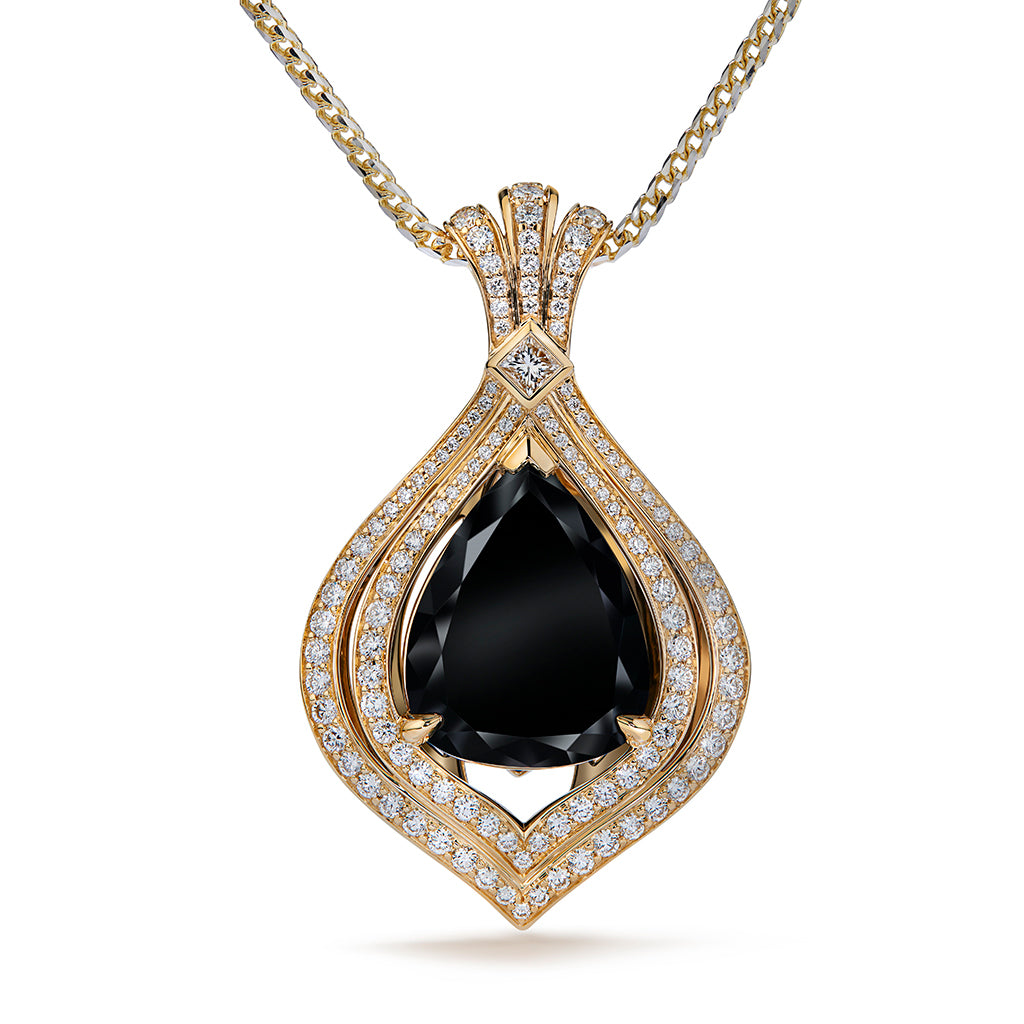 Black Diamond Necklace with D Flawless Diamonds set in 18K Yellow Gold