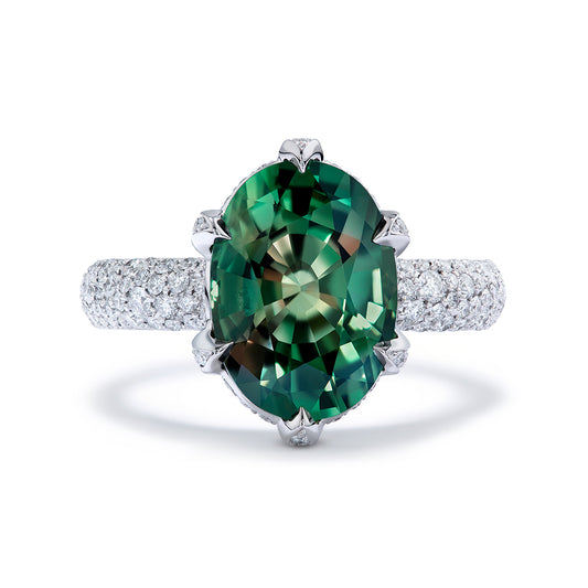 Alexandrite Ring with D Flawless Diamonds set in Platinum