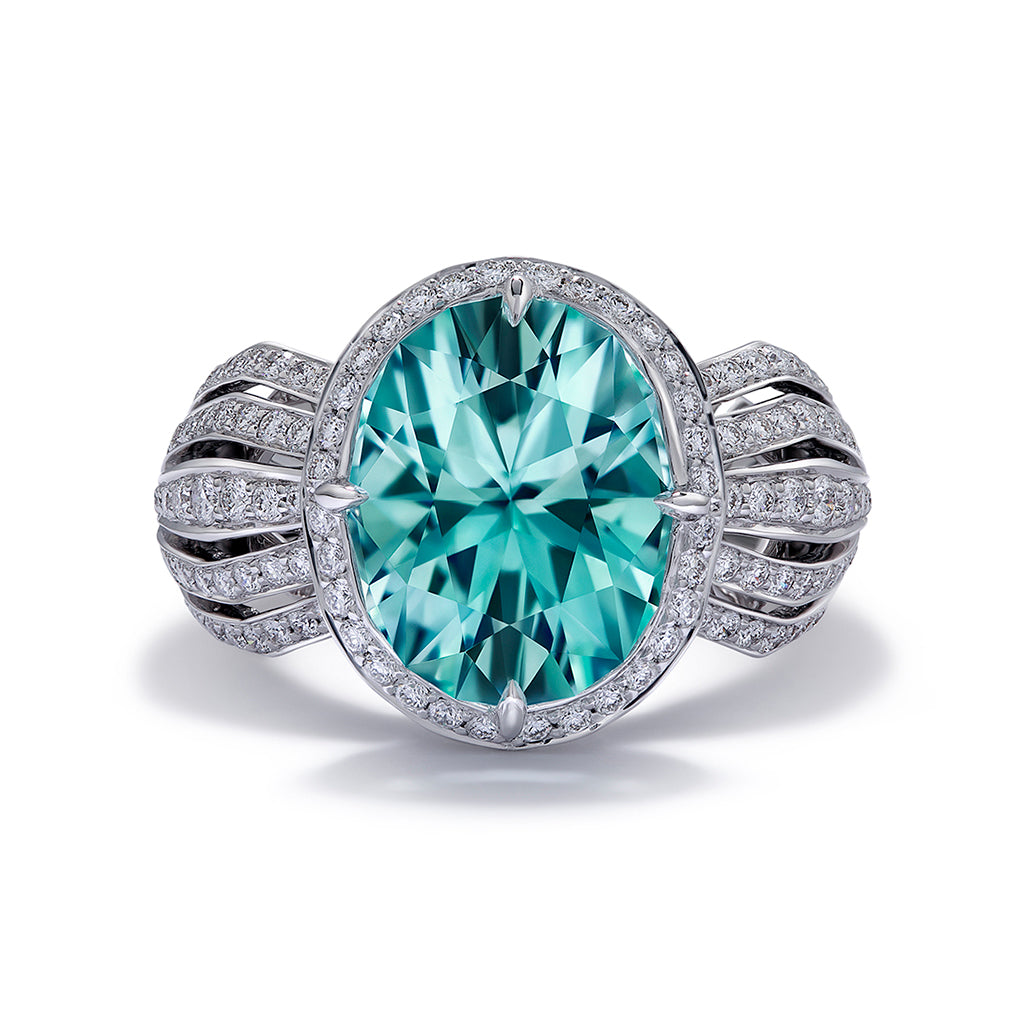 Paraiba Tourmaline Ring with D Flawless Diamonds set in 18K White Gold