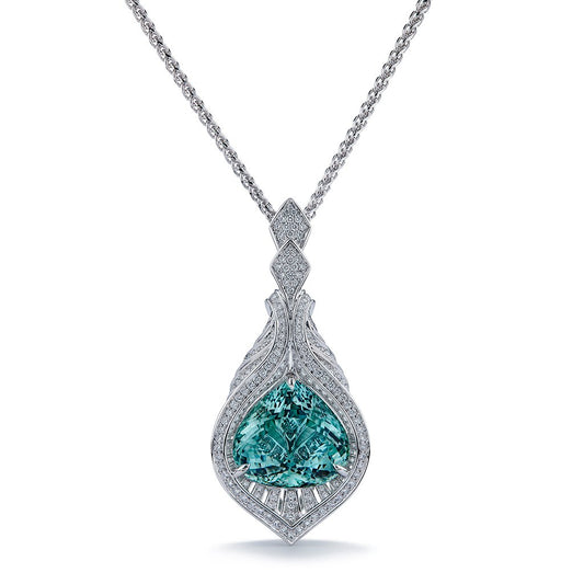 Paraiba Tourmaline Necklace with D Flawless Diamonds set in 18K White Gold