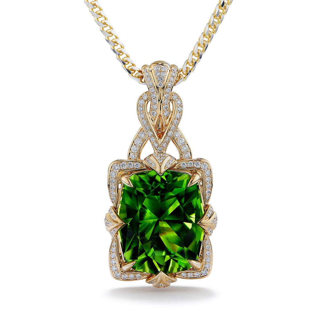 Paraiba Tourmaline Necklace with D Flawless Diamonds set in 18K Yellow Gold