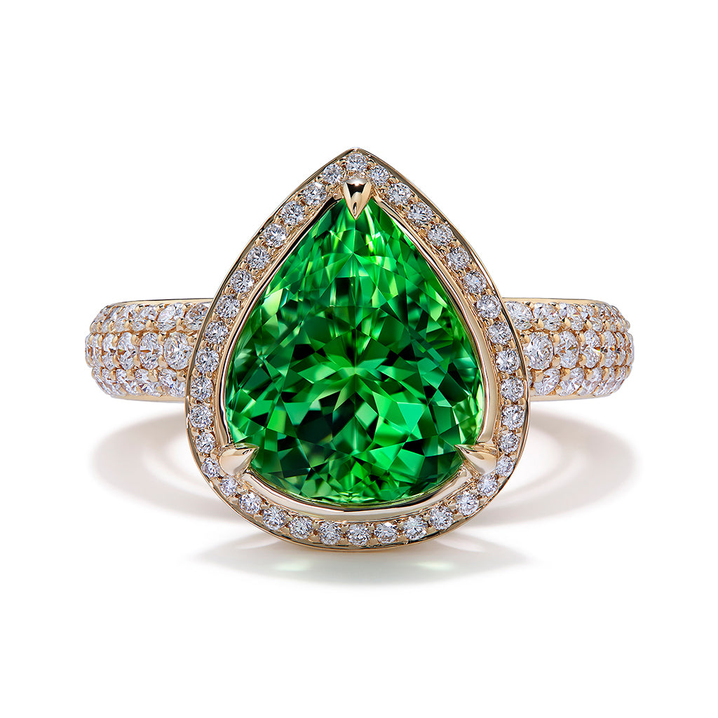 Unheated Paraiba Tourmaline Ring with D Flawless Diamonds set in 18K Y ...