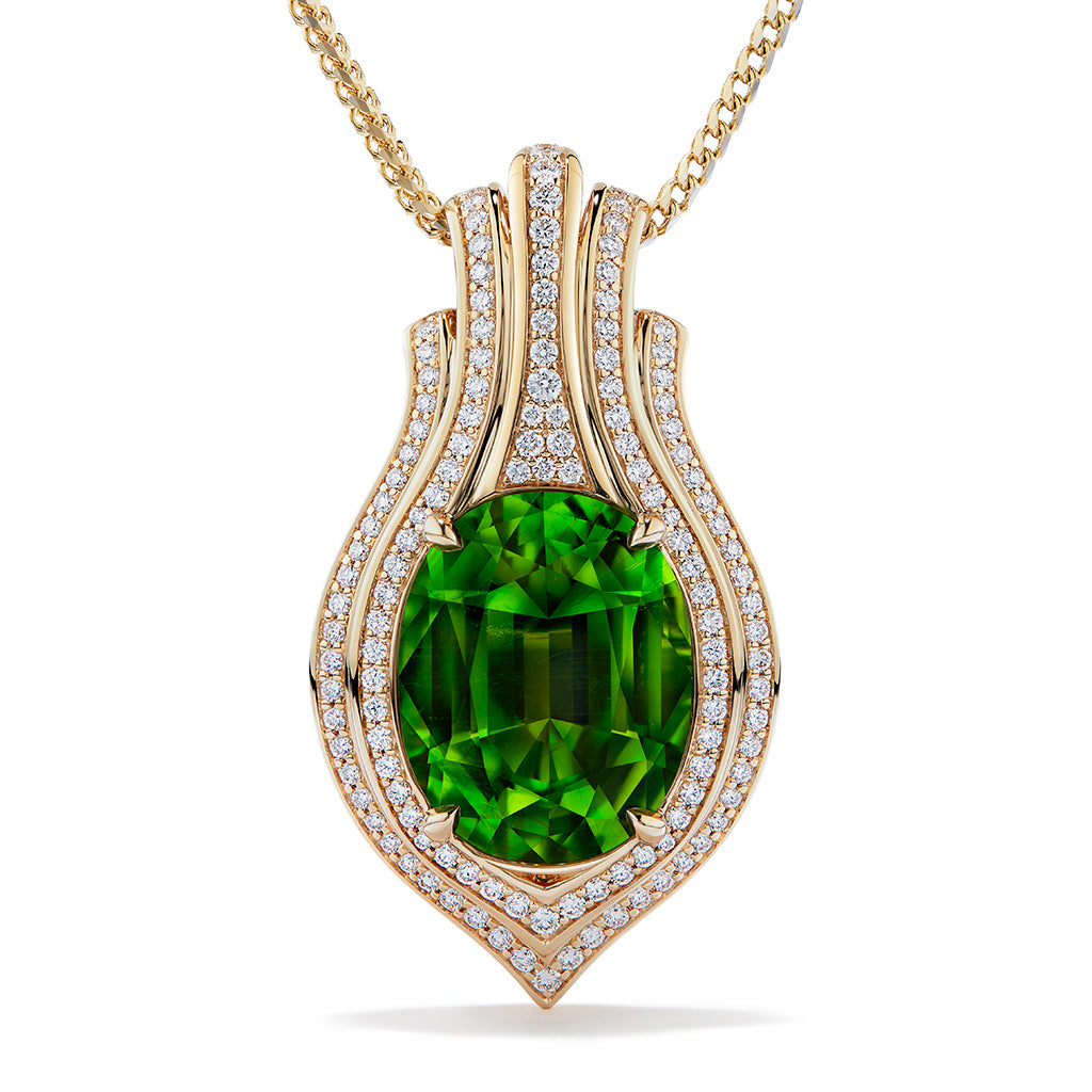 Unheated Paraiba Tourmaline Necklace with D Flawless Diamonds set in 18K Yellow Gold