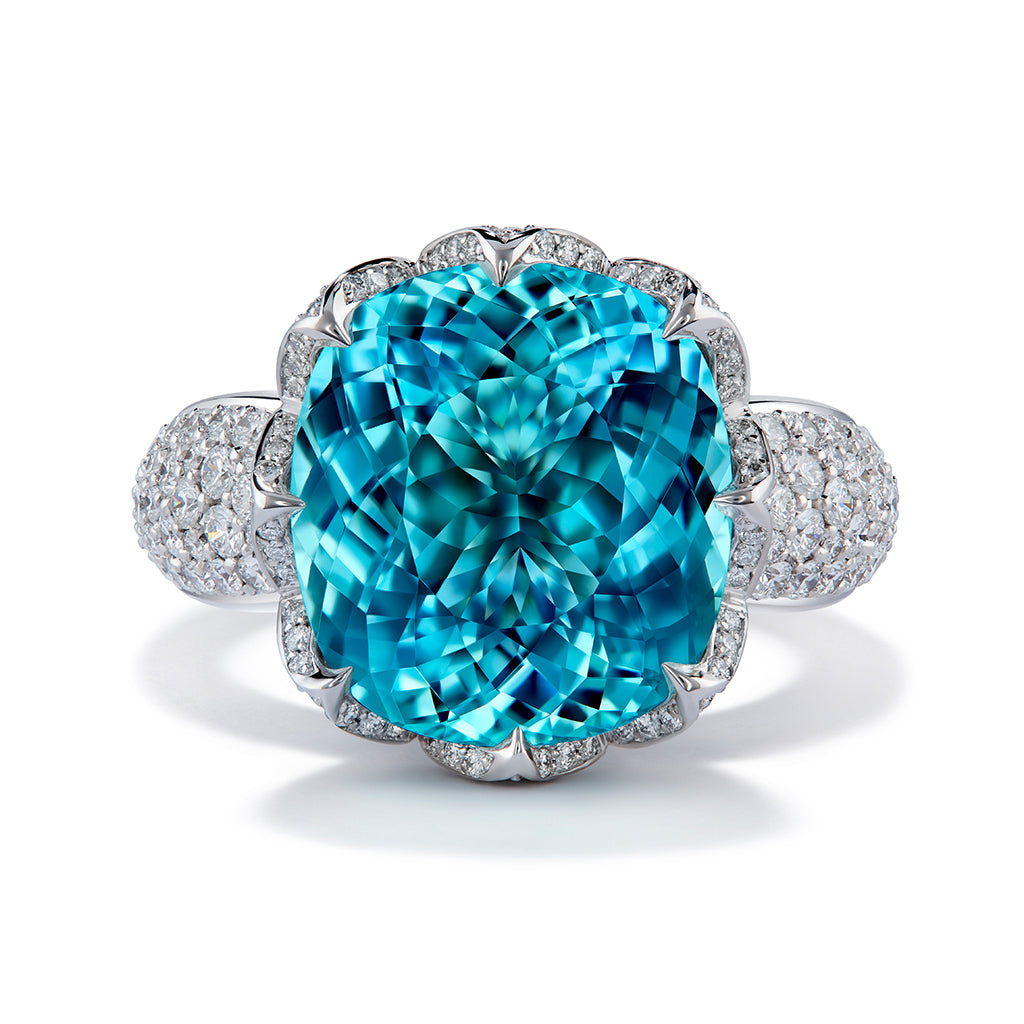 Paraiba Tourmaline Ring with D Flawless Diamonds set in 18K White Gold