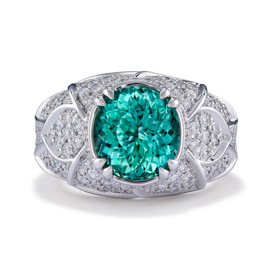 Paraiba Tourmaline Ring with D Flawless Diamonds set in 18K White Gold