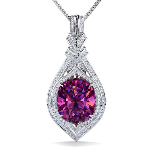 Unheated Paraiba Tourmaline Necklace with D Flawless Diamonds set in 18K White Gold