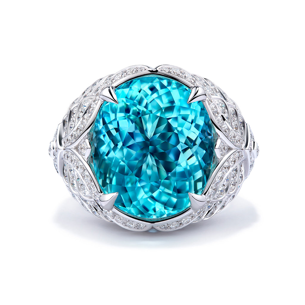 Paraiba Tourmaline Ring with D Flawless Diamonds set in 18K White Gold