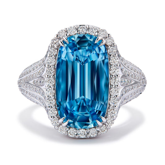 Santa Maria Aquamarine Ring with D Flawless Diamonds set in 18K White Gold